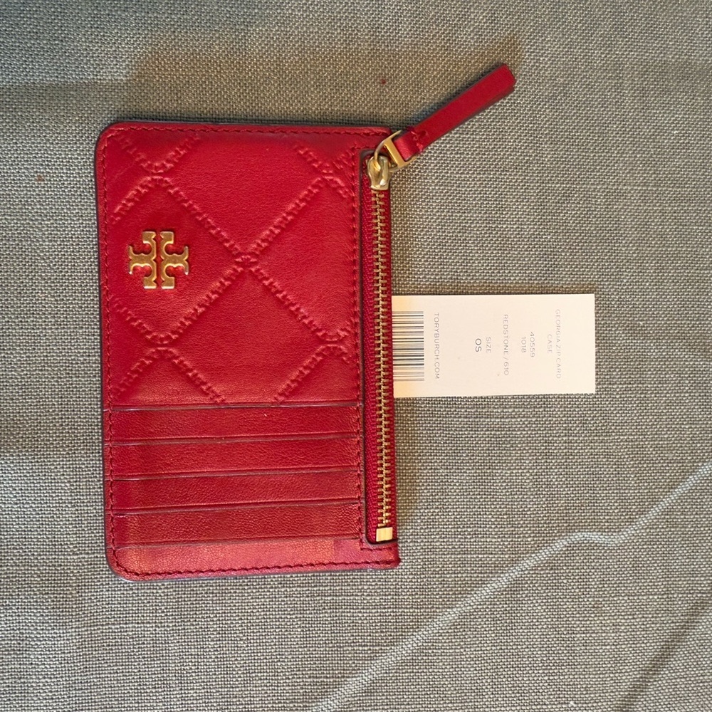 Tory Burch Georgia Zip Card Case Redstone